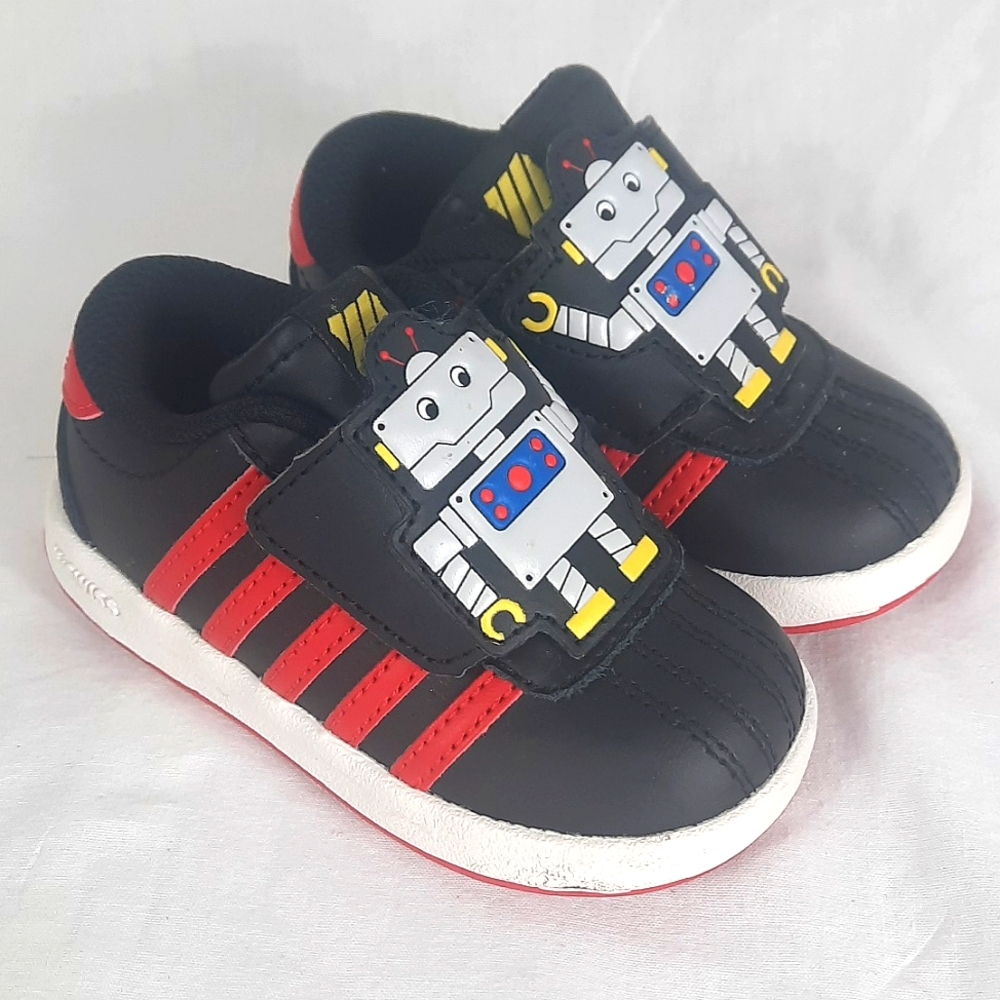 K-Swiss Robot Baby Toddler Leather Shoes Sneakers Size 5 USA Black Red